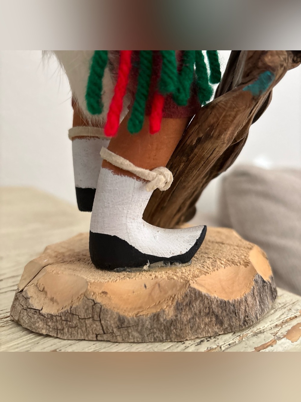 Vintage Brown and Red Kachina Doll with Feathers Native American decoration Vtg - Picture 10 of 16
